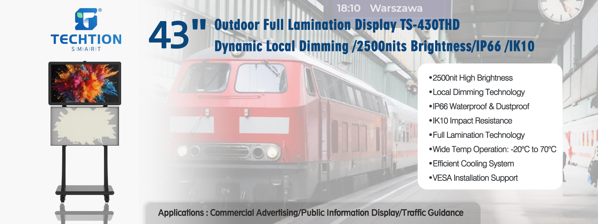 43 inch Full Lamination Outdoor Local Dimming DisplayTS-430THD