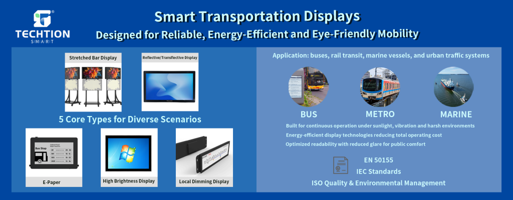 Smart Transportation Displays Designed for Reliable, Energy-Efficient and Eye-Friendly Mobility